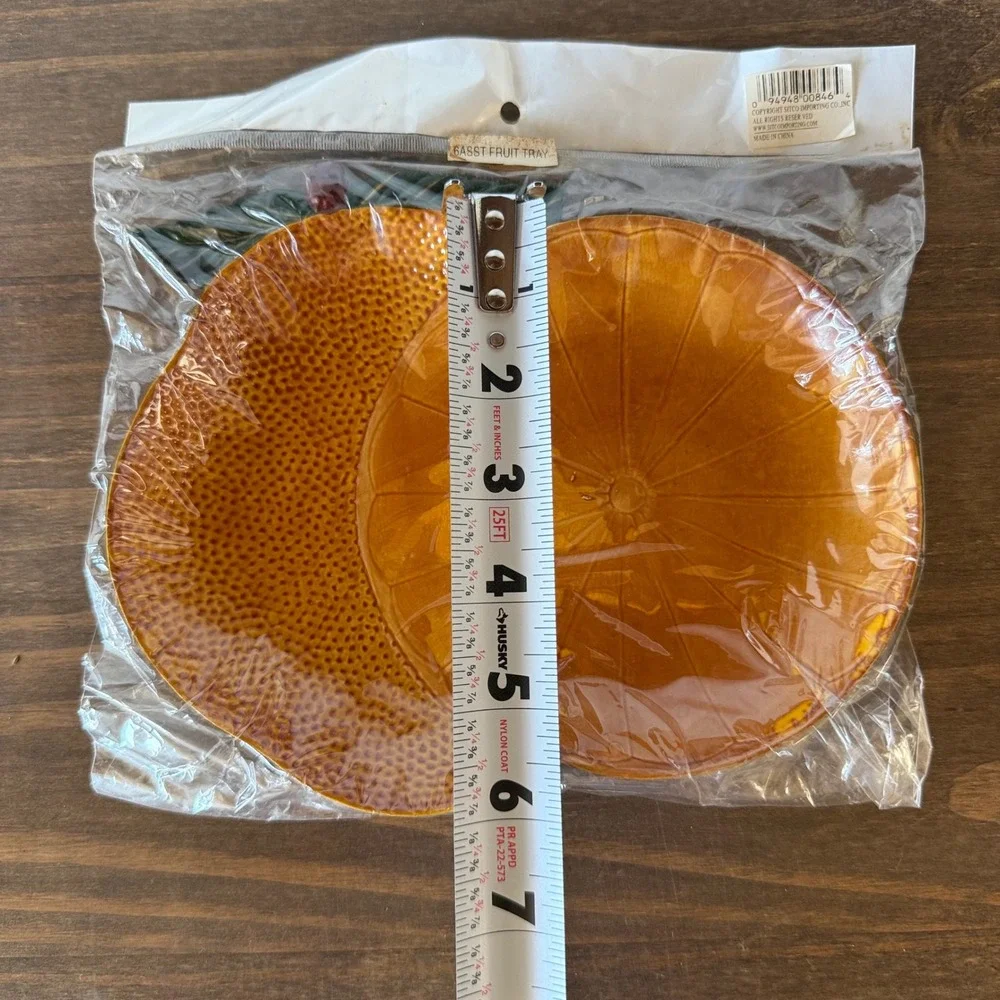 Lot of 2 Vintage Orange Slice Plastic Serving Trays Sitco Kitchen Decor NOS